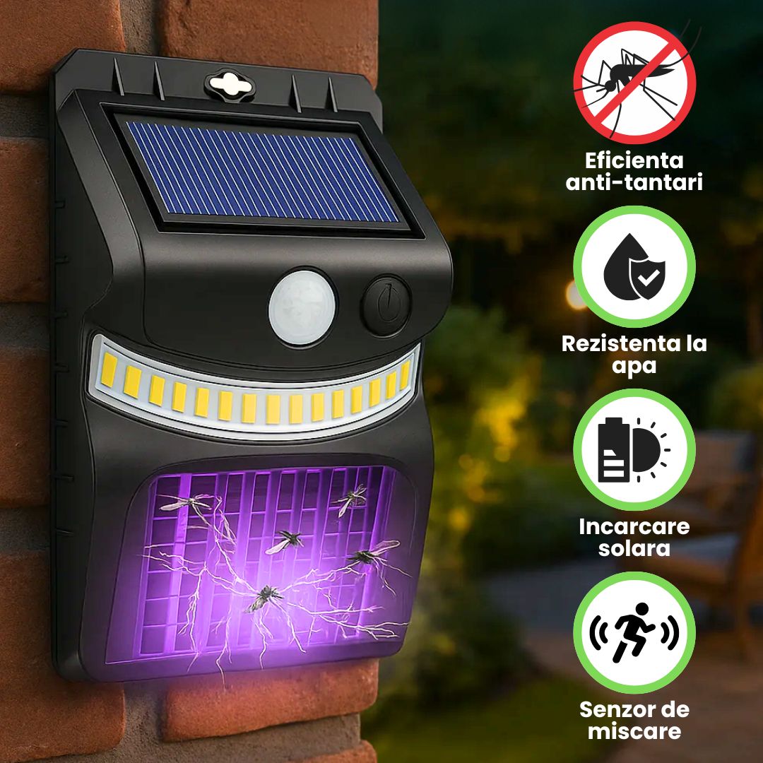 Lampa Solara UV Anti-Tantari cu Senzor pentru Gradina