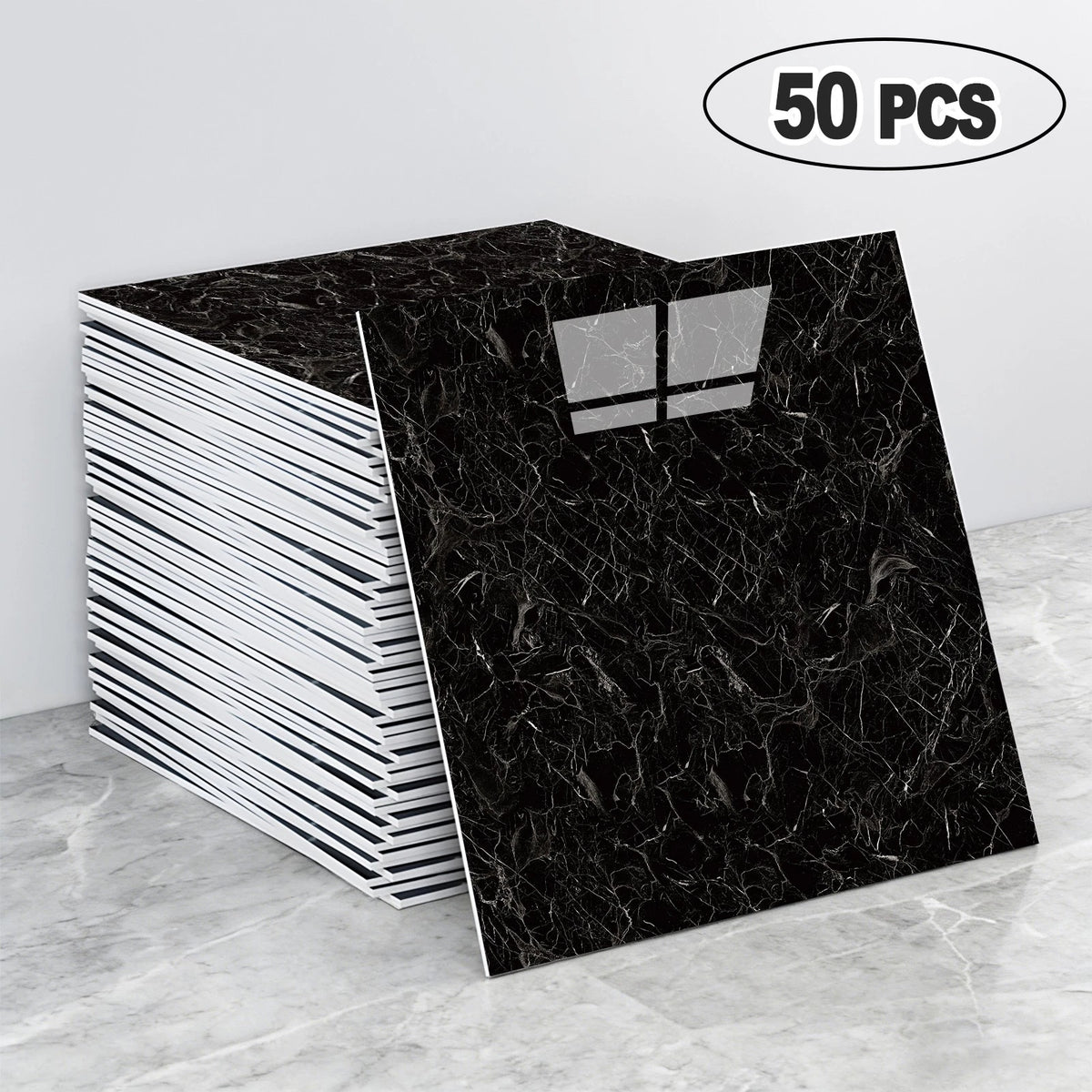 40pcs Marble Peel & Stick Wall Panels – Heat-Resistant Self-Adhesive Backsplash Tiles