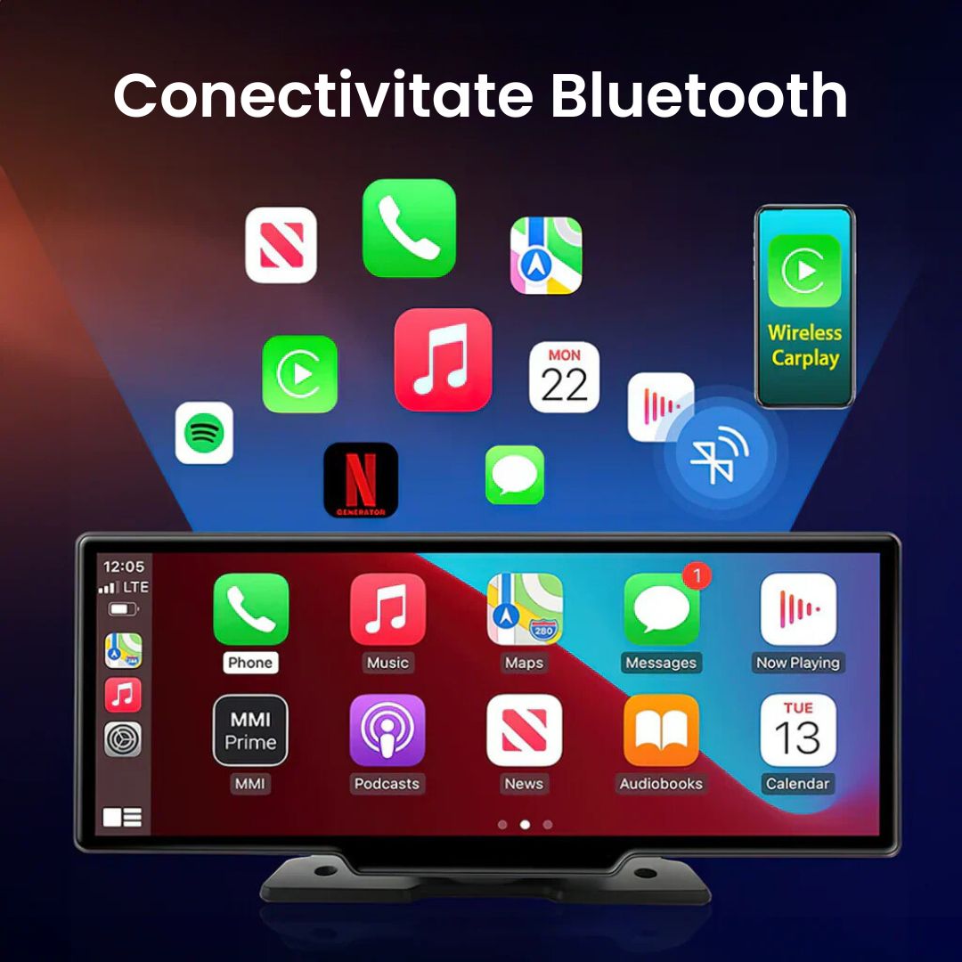 Navigatie Auto Multimedia 10.26 inch Amis®, CarPlay si Android Auto integrate, Portabila