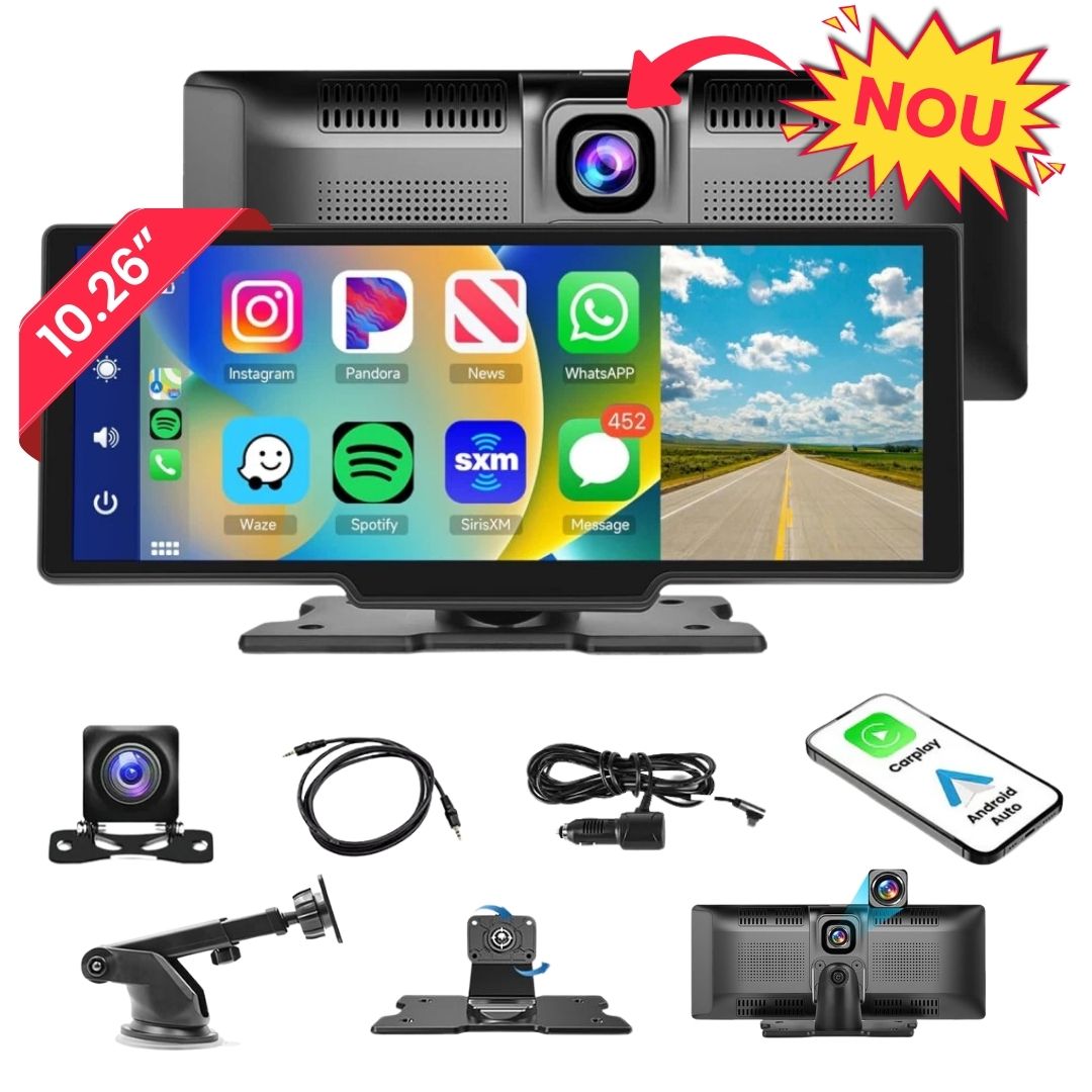 Navigatie Auto Multimedia 10.26 inch Amis®, CarPlay si Android Auto integrate, Portabila
