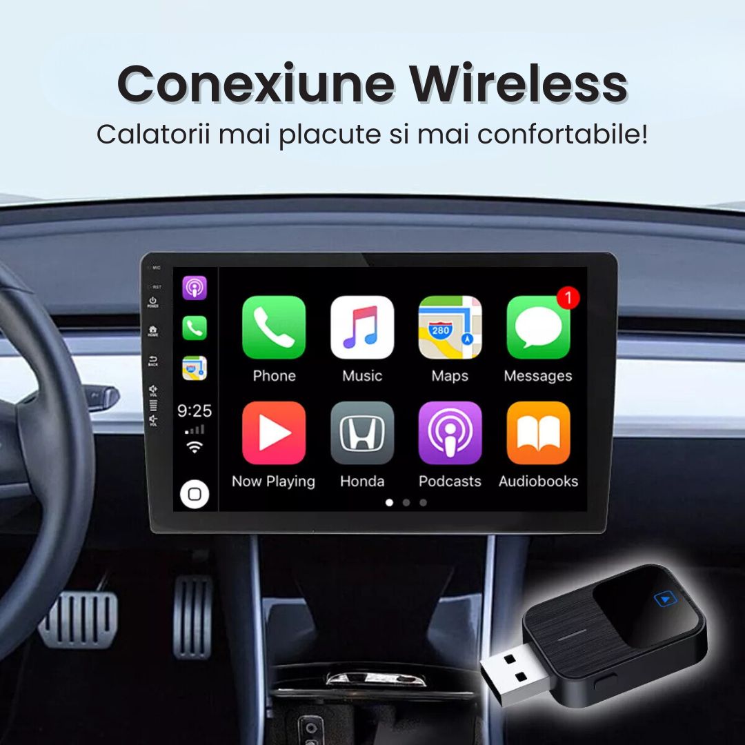 Adaptor Wireless 2 in 1 CarPlay si Android Auto Tip USB