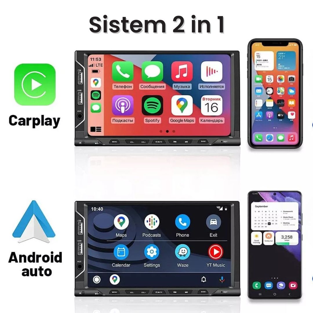 Adaptor Wireless 2 in 1 CarPlay si Android Auto Tip USB