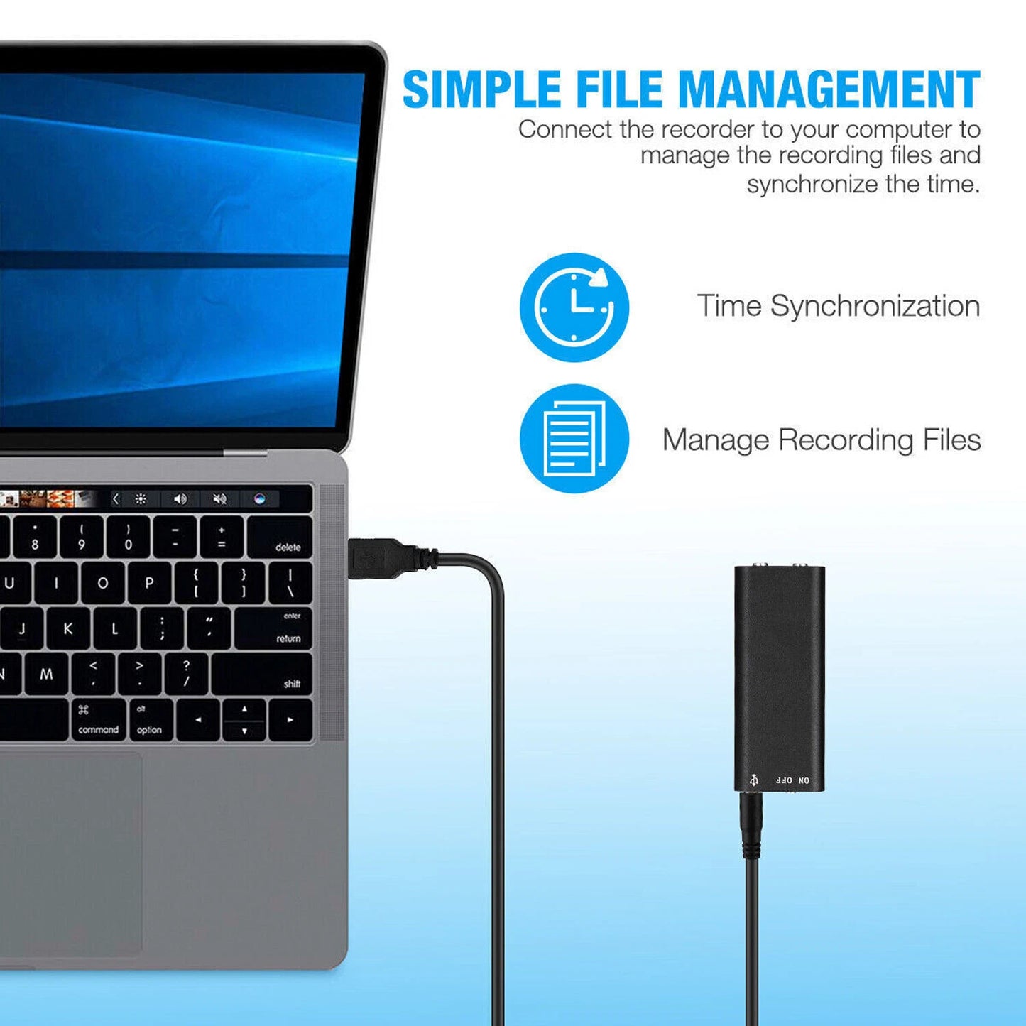Mini Spy Voice Recorder with Sound Activation and USB, 200 hours of recording