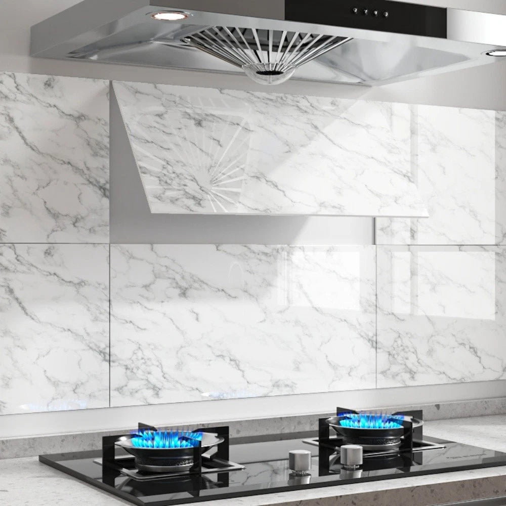 40pcs Marble Peel & Stick Wall Panels – Heat-Resistant Self-Adhesive Backsplash Tiles