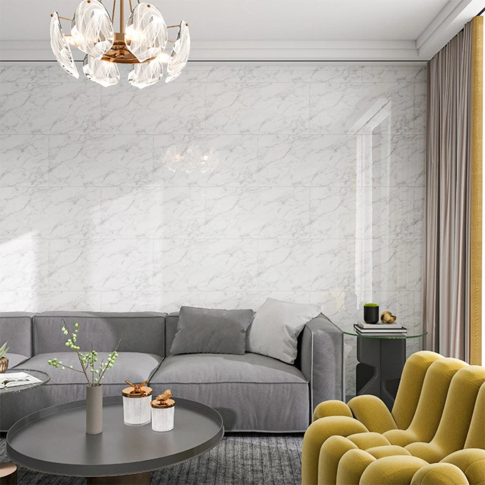 40pcs Marble Peel & Stick Wall Panels – Heat-Resistant Self-Adhesive Backsplash Tiles