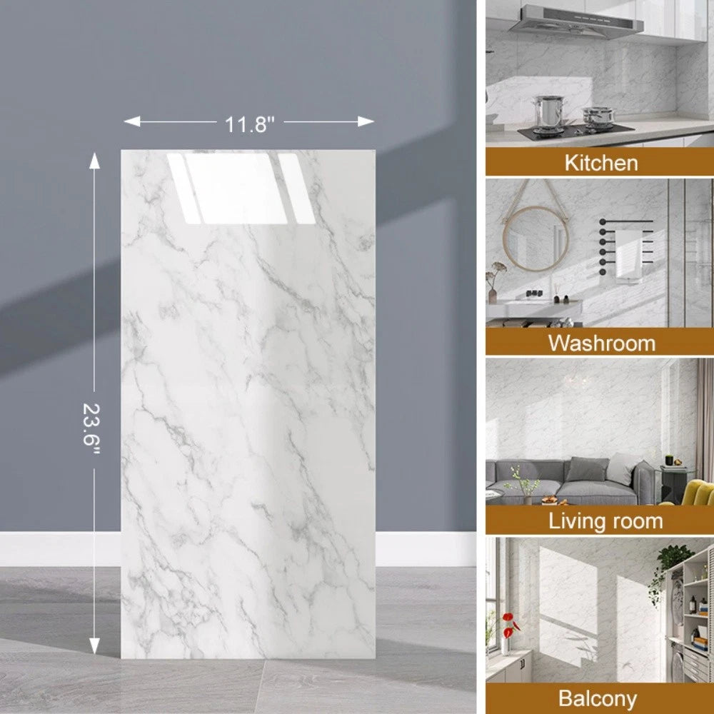 40pcs Marble Peel & Stick Wall Panels – Heat-Resistant Self-Adhesive Backsplash Tiles