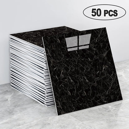 40pcs Marble Peel & Stick Wall Panels – Heat-Resistant Self-Adhesive Backsplash Tiles